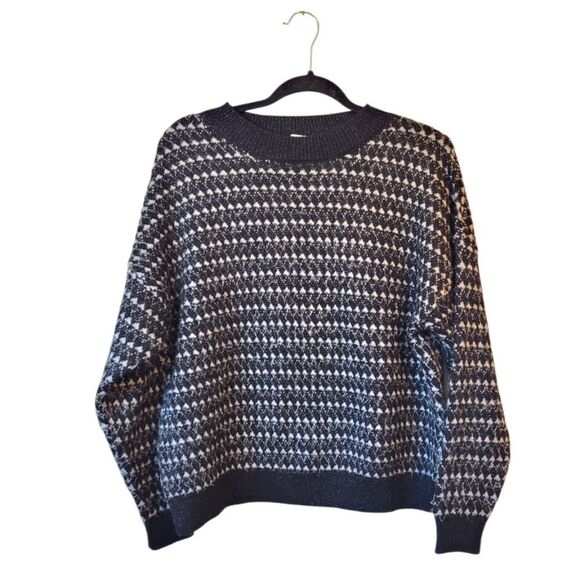 MNG Suit Women's Black & Grey Geometric Weave Sweater Size US XS - Picture 1 of 6